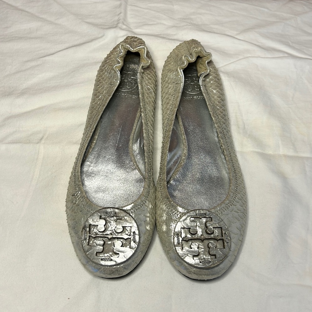 Silver Tory Burch Ballet Flats